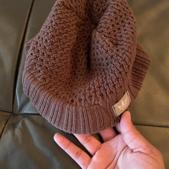 Rare VTG Adidas ORIGINALS Hat. Chocolate & Pink Heritage Logo Knit Beanie Brim main image 6